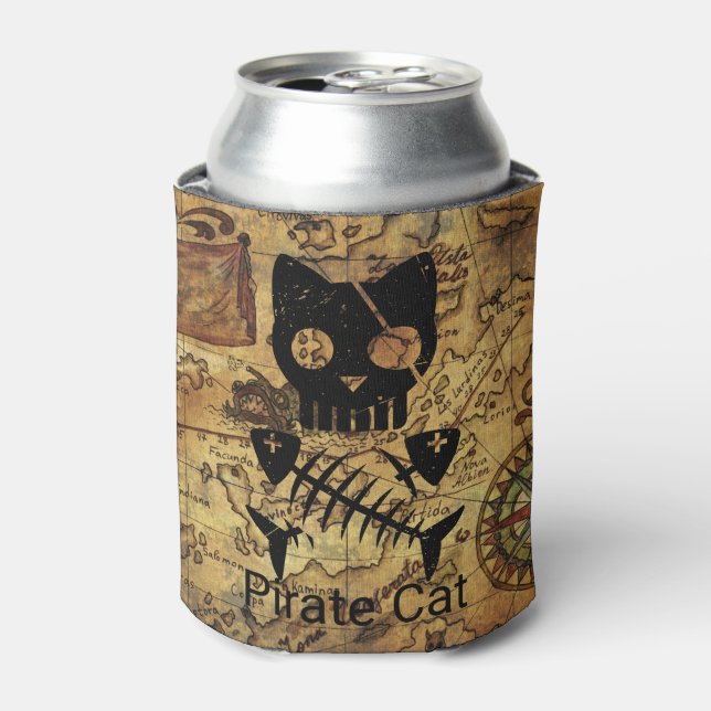 Enfriador De Latas Gato del tesoro pirata (Lata Anverso)