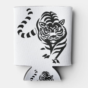 Enfriador De Latas Gato del tigre Big Black White Stripes Prowl Walk