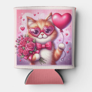 Enfriador De Latas Gato El día de San Valentín/gatito