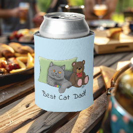 Enfriador De Latas Gato gris del día del padre