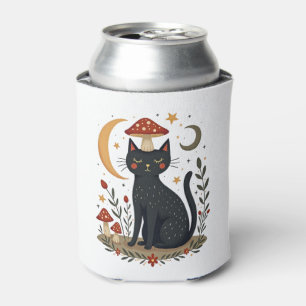 Enfriador De Latas Gato Hongo Sombrero Cottagecore Gatito Gata Mujere