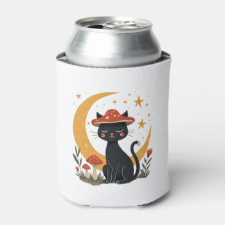 Enfriador De Latas Gato Hongo Sombrero Cottagecore Gatito Gata Mujere