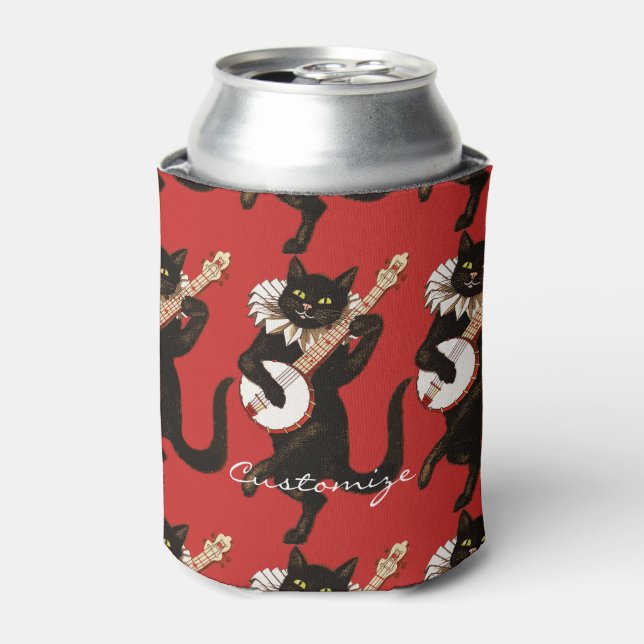 Enfriador De Latas Gato jugando Banjo Thunder_Cove (Lata Anverso)