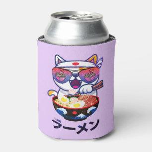 Enfriador De Latas Gato Kawaii comiendo Ramen - Aburridos fideos japo