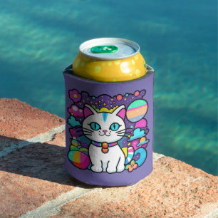 Enfriador De Latas Gato Kitty Cósmico Blanco Lindo