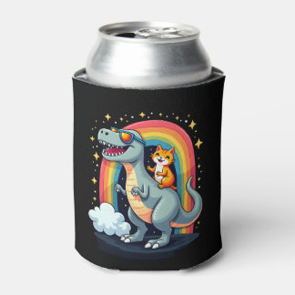 Enfriador De Latas Gato montando dinosaurio T-Rex gatito arcoíris Din