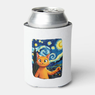 Enfriador De Latas Gato naranja Selfie Starry Night Cat Mamá Gato Ama