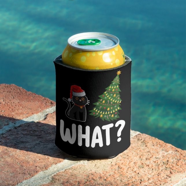 Enfriador De Latas Gato negro qué hace gracia al árbol de Navidad (Piscina in situ)