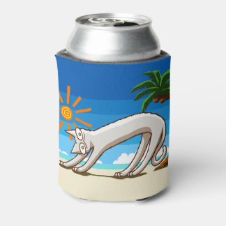 Enfriador De Latas Gato tropical de la playa de verano