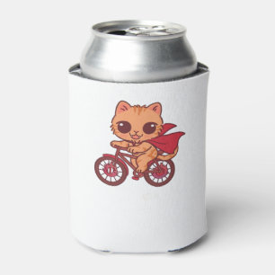 Enfriador De Latas Gato vampiro en paseo en bicicleta de Halloween �