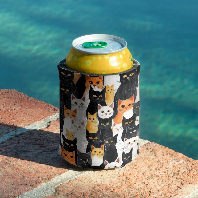Enfriador De Latas Gatos blancos Naranjas negros (Piscina in situ)