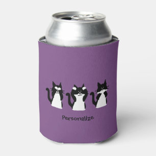 Enfriador De Latas Gatos Blancos Negros   Tres Gatitos Sabios