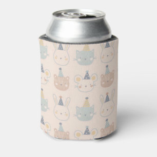 Enfriador De Latas Gatos conejos y osos lindos caras patrón pastel