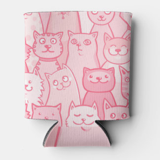 Enfriador De Latas Gatos De Color Rosa, Patrón Adorable Sin Marea.