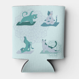 Enfriador De Latas Gatos de yoga verdes