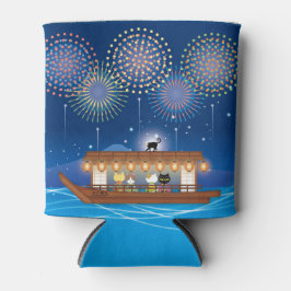 Enfriador De Latas Gatos deslumbrando en fuegos artificiales a bordo 