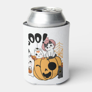 Enfriador De Latas Gatos Divirtiéndose Con El Pegatina De Halloween