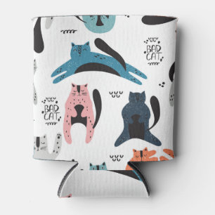 Enfriador De Latas Gatos Escandinavos: Diseño Textil Vintage.