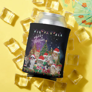 Enfriador De Latas Gatos Feliz Navidad Luz