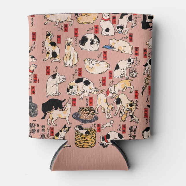 Enfriador De Latas gatos japoneses Ukiyo-e Funny kitty (Anverso)