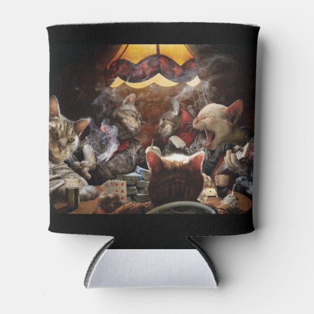 Enfriador De Latas Gatos jugando al póquer (Anverso)