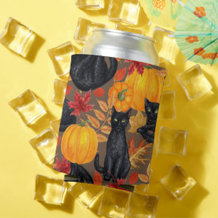 Enfriador De Latas Gatos negros y calabazas 2