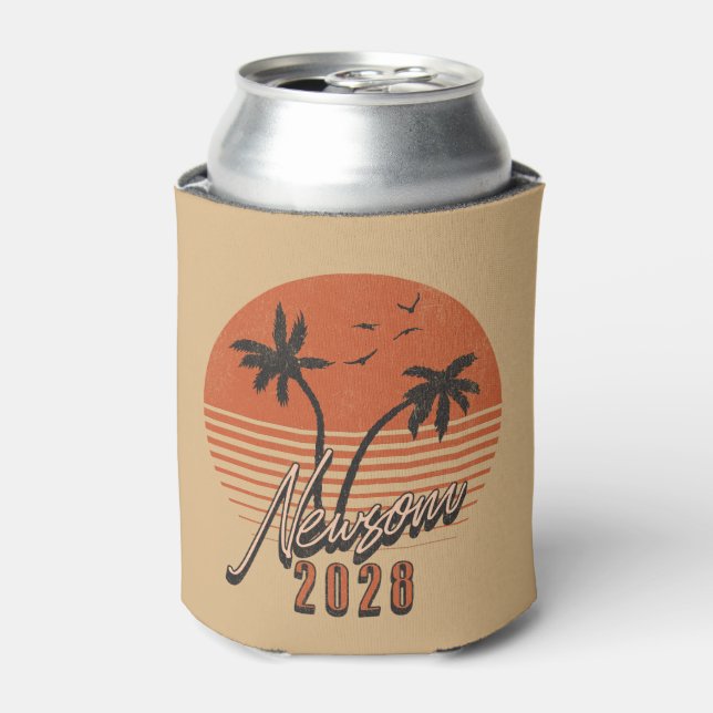 Enfriador De Latas Gavin Newsom 2028 Para Presidente Palm Tree Sunset (Lata Anverso)