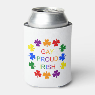 Enfriador De Latas Gay Proud Irlandés LGBT Rainbow Shamrock