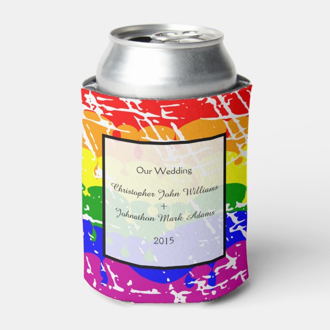 Enfriador De Latas Gay Rainbow Freedom Flag Boda bandera (Lata Anverso)