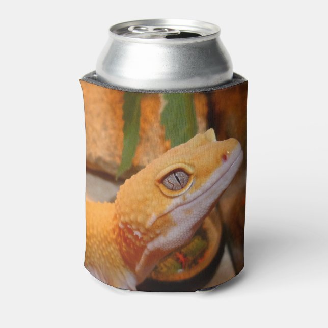 Enfriador De Latas Gecko de leopardo amarillo (Reverso de la lata)