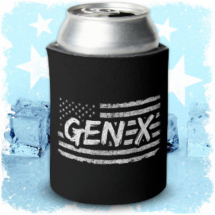 Enfriador De Latas Gen X Gen Xer Generación X Bandera Americana Gen X
