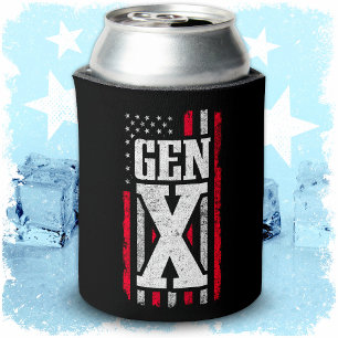 Enfriador De Latas Generación X Gen Xer Bandera Norteamericana Orgull