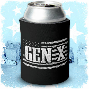 Enfriador De Latas Generación X Gen Xer Bandera Norteamericana Orgull