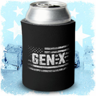 Enfriador De Latas Generación X Gen Xer Gen X Bandera Americana Gen X