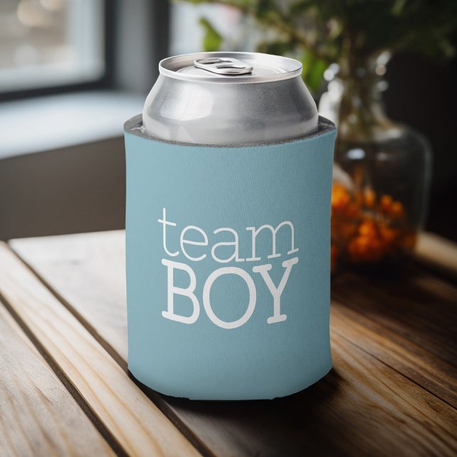 Enfriador De Latas Género Revelar Baby Shower - Team Blue Boy (Personalized Can Cooler - Add Custom Text or Name)