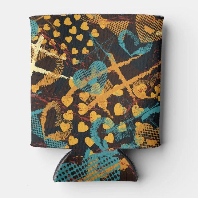 Enfriador De Latas Geometría de Heart Stars: Patrón de divertida cose (Anverso)