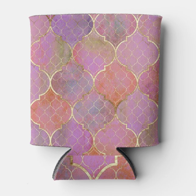 Enfriador De Latas Geométrica abstracta: acuarela dorada marroquí (Anverso)