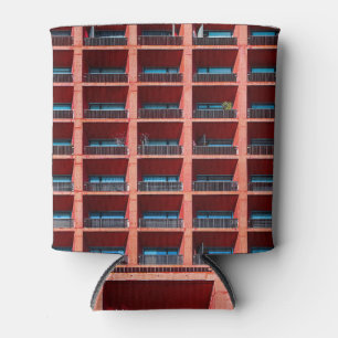 Enfriador De Latas Geométrica de coral, fondo arquitectónico mexicano