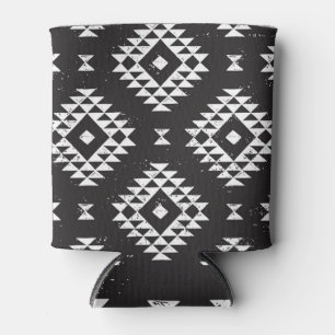 Enfriador De Latas Geométrica Navajo: Tribal Blanco Negro.