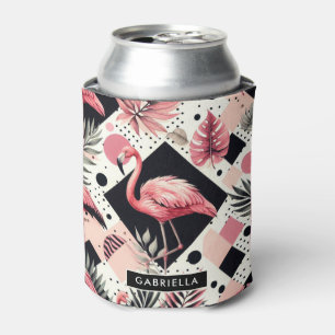 Enfriador De Latas Geométrico de flamingo de corte