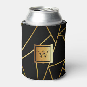 Enfriador De Latas Geométrico negro y dorado