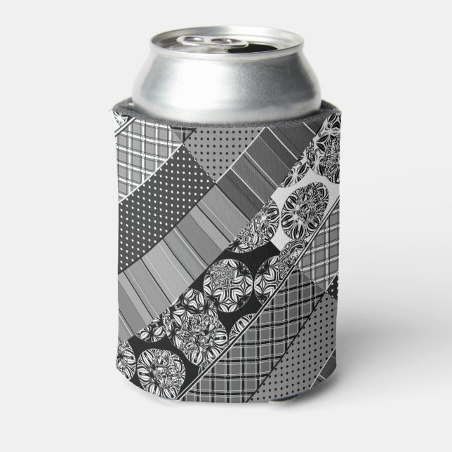 Enfriador De Latas Geométrico ,Patrón , blanco y negro (Reverso de la lata)