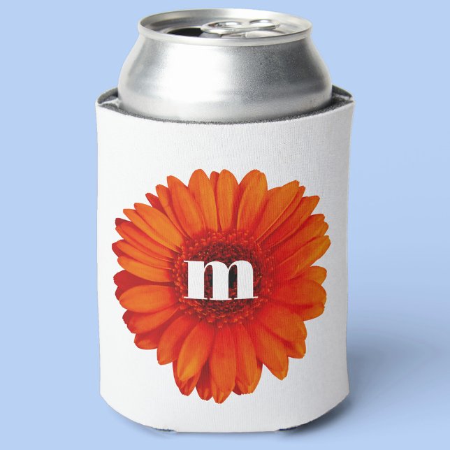 Enfriador De Latas Gerbera Daisy Monograma Inicial (Subido por el creador)
