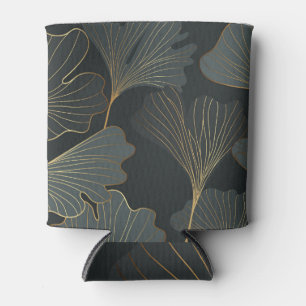 Enfriador De Latas Ginkgo dorado: Deco floral de lujo.