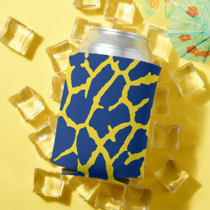 Enfriador De Latas Giraffe Print Navy Yellow