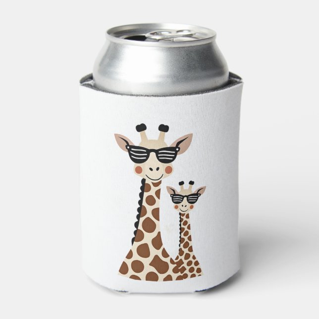 Enfriador De Latas Giraffe with Sunglasses Jungle Safari Animal Giraf (Lata Anverso)