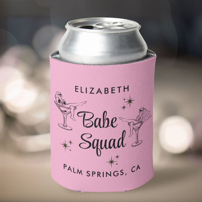 Enfriador De Latas Girly Babe Squad Pink Bachelorette (Subido por el creador)
