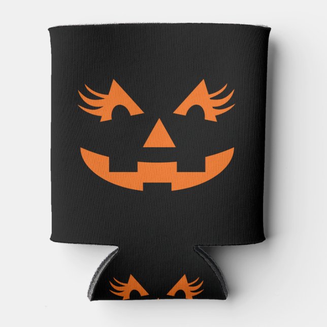 Enfriador De Latas Girly Jack O Lantern Halloween (Anverso)