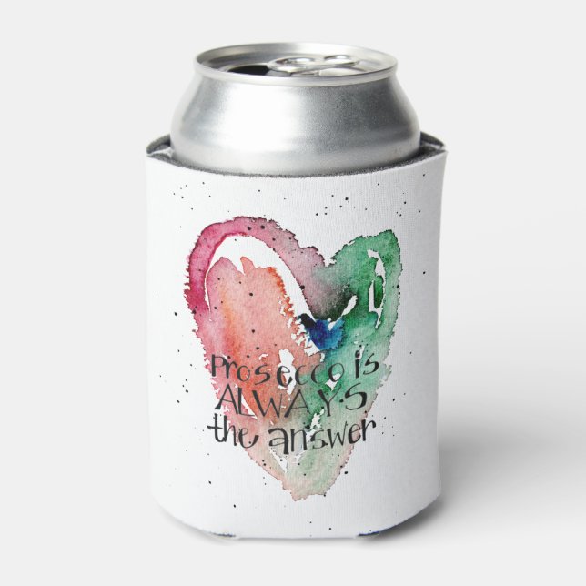 Enfriador De Latas Girly Prosecco Lover Celebración Watercolor (Lata Anverso)