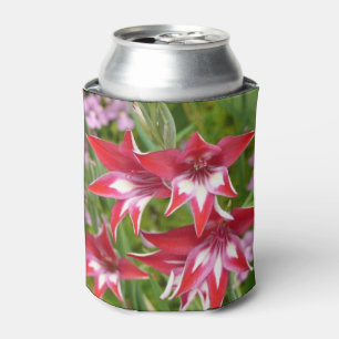Enfriador De Latas Gladiolas Rojo y Blanco Botánico